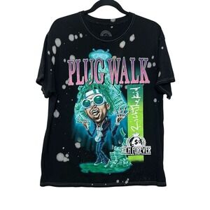 Rich Forever Music Mens Black Plug Walk Rich The Kid Graphic‎ T-Shirt Medium